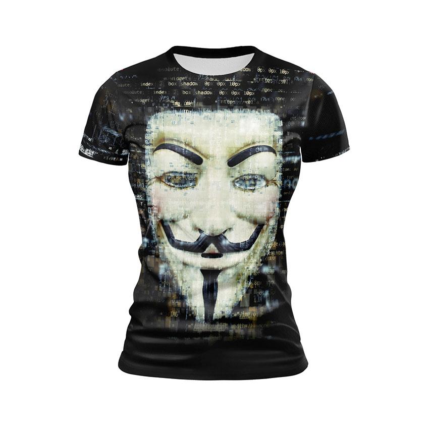 Футболка жіноча спортивна Гай Фокс Маска на чорному фоні Guy Fox Mask in the black background