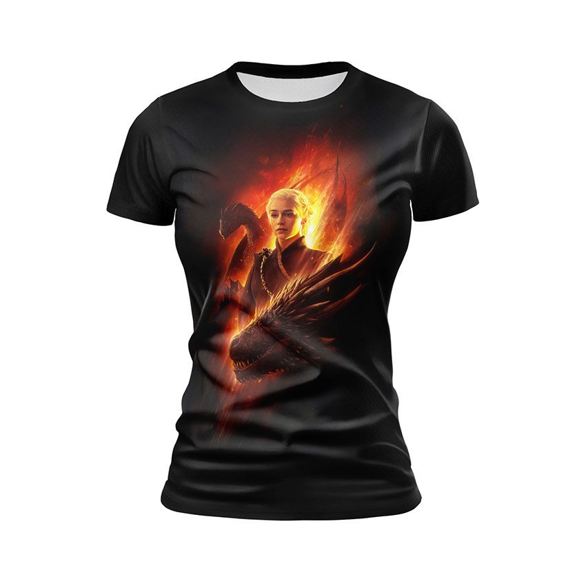 Футболка жіноча спортивна Гра Престолів Дейєнеріс Таргарієн з драконами Game of Thrones Daenerys Targaryen with dragons