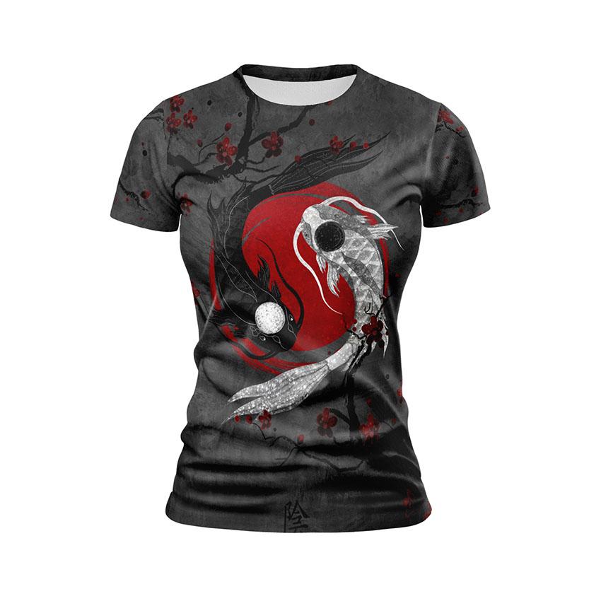 Футболка жіноча спортивна Інь та Янь Японський мотив Yin and Yang Japanese motif