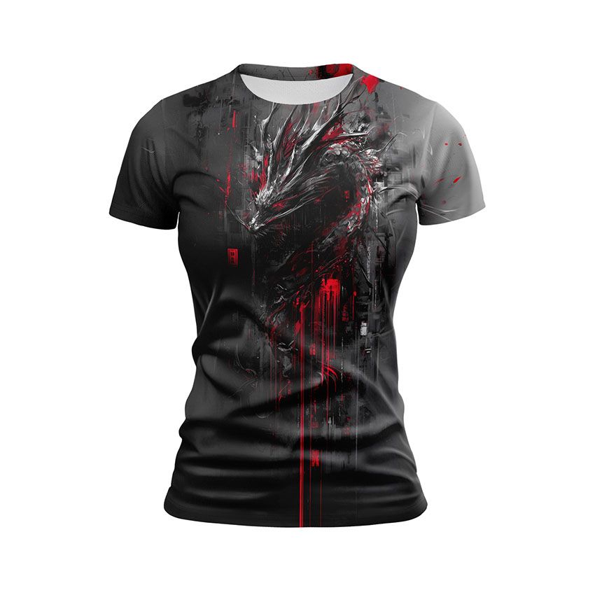 Футболка жіноча спортивна Кібер-дракон Оні Лють червоної тіні Cyber Oni Dragon The Wrath of Crimson Shadows11