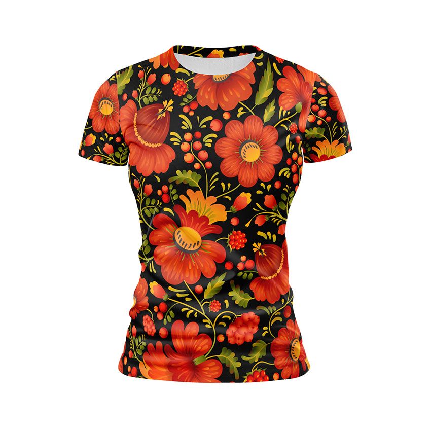 Футболка жіноча спортивна Квітковий розпис Floral painting