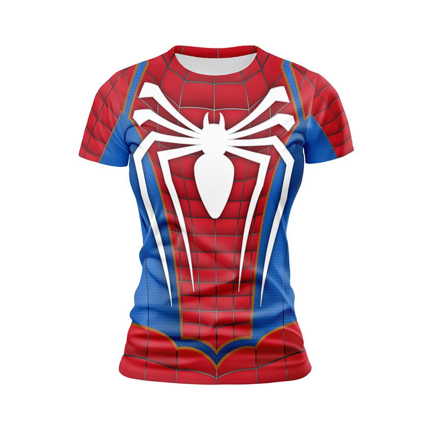 Футболка жіноча спортивна Людина-павук Spider Man червоно-синій