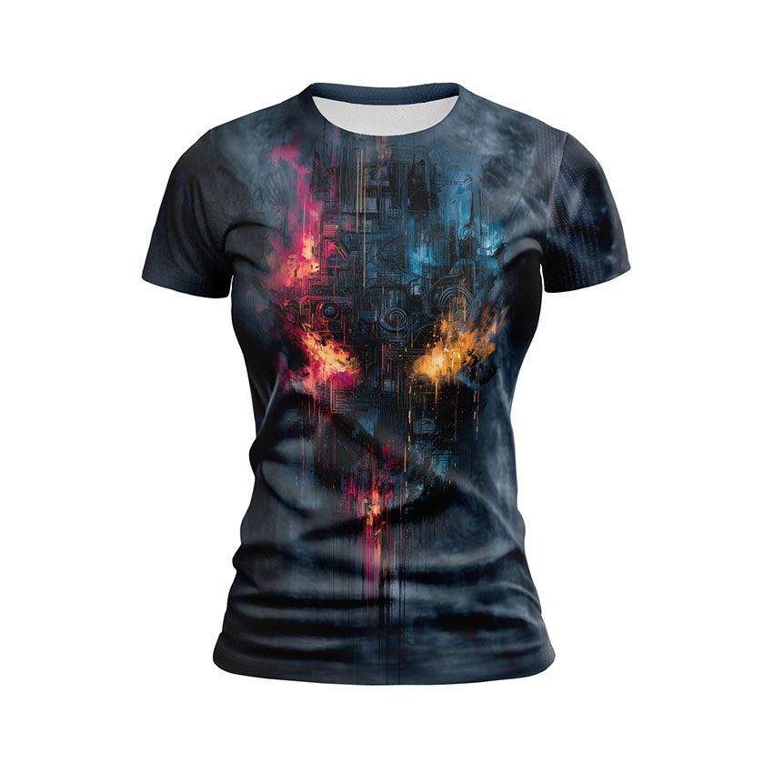 Футболка жіноча спортивна Неонова абстрактна маска-череп Neon Abstract Skull Mask Graphic