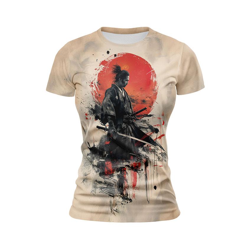 Футболка жіноча спортивна Самурай Червоний схід сонця Samurai Red sunrise