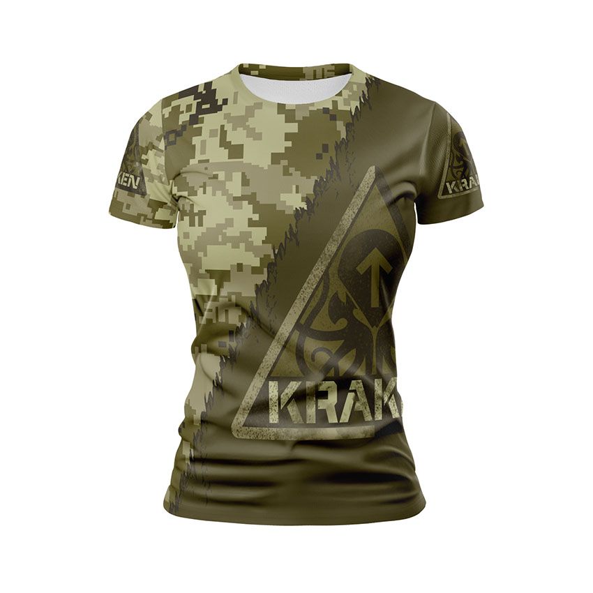 Футболка жіноча спортивна Спецпідрозділ Кракен Камуфляж Kraken Special Unit Camouflage