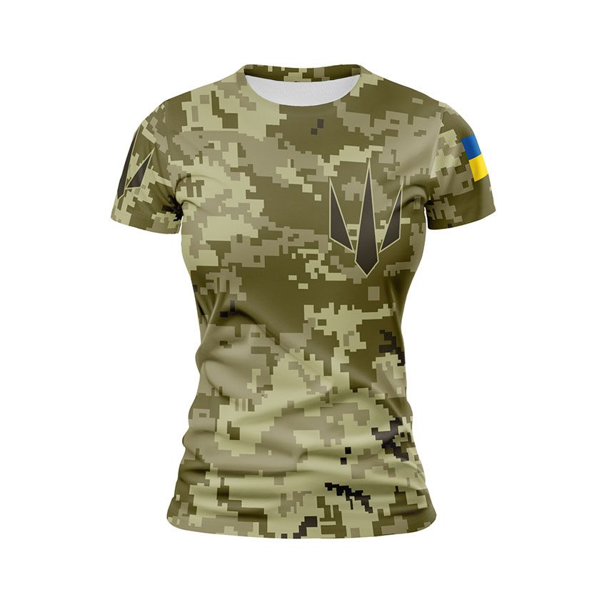 Футболка жіноча спортивна Сили безпілотних систем Камуфляж The Power of Unmanned Systems Camouflage