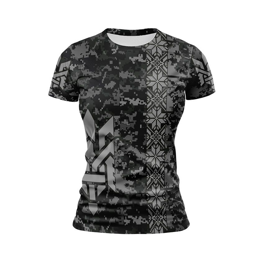 Футболка жіноча спортивна Україна Ukraine Піксель Чорний