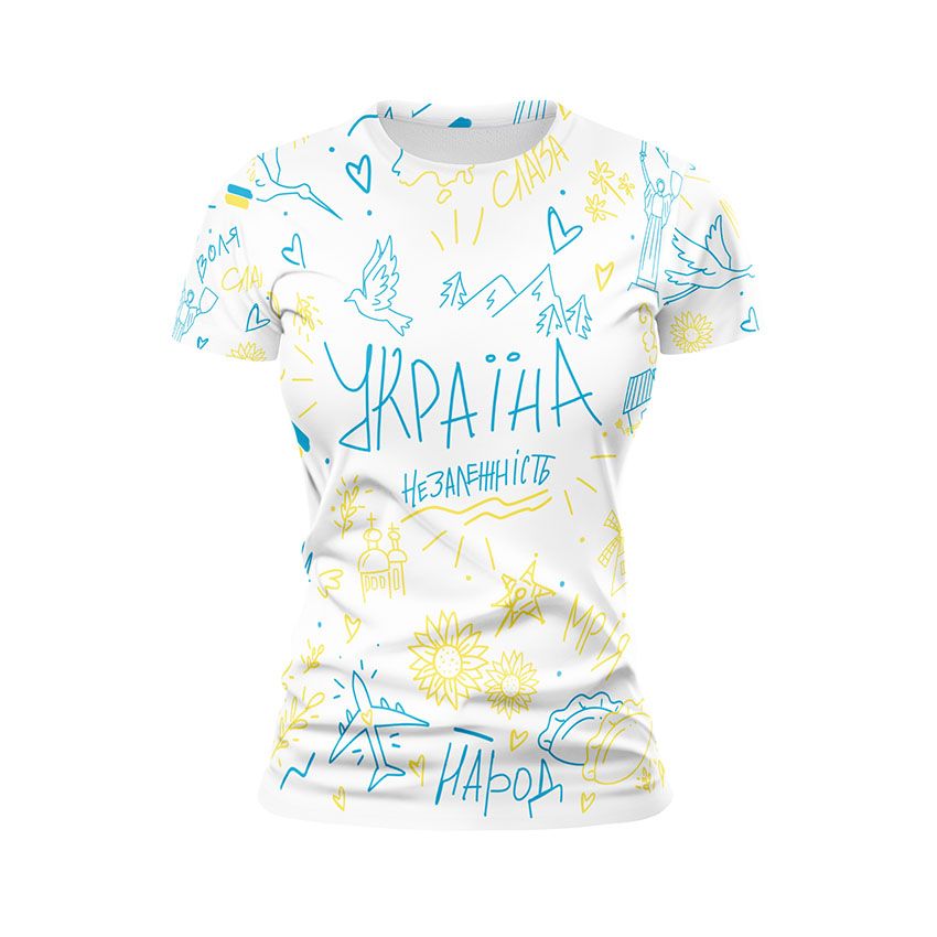 Футболка жіноча спортивна Українські цінності Ukrainian values Білий
