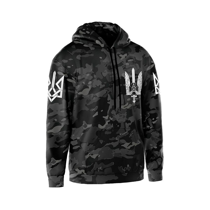 Худі чоловіче Альфа Спецпідрозділ СБУ Чорний Камуфляж Black Camo