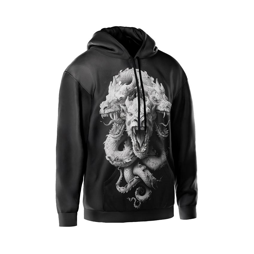 Худі чоловіче «Чорно-білі дракони Dragons black and white»