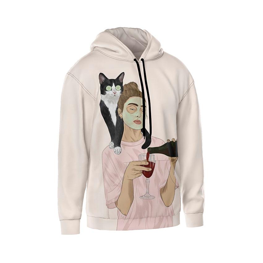 Худі чоловіче «Дівчина і кіт Girl and cat»