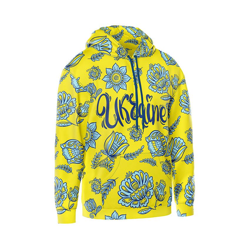 Худі чоловіче Квіткова Україна Floral Ukraine жовтий