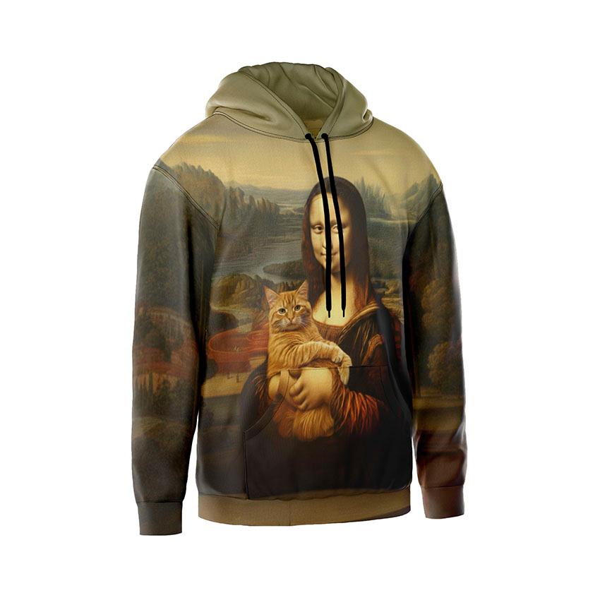 Худі чоловіче Мона Ліза з котом Mona Lisa with a cat