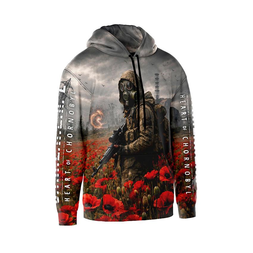 Худі чоловіче Сталкер Серце Чорнобиля Макове поле Stalker Heart of Chornobyl Poppy field