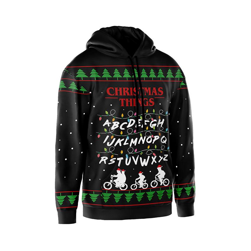 Худі чоловіче Святковий алфавіт Дивні Дива Holiday alphabet Stranger Things