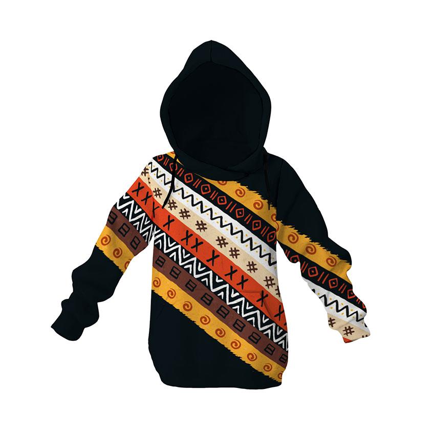 Худі дитяче «Етнічний помаранчевий візерунок Ethnic orange pattern Black»11