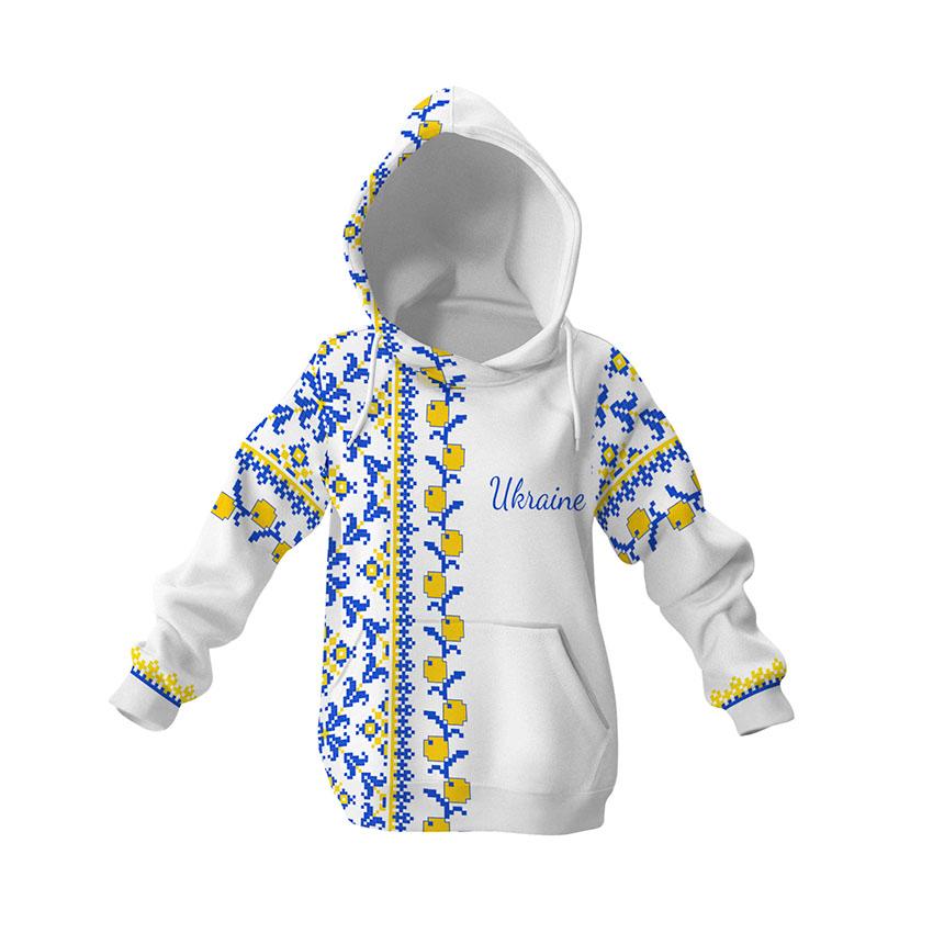 Худі дитяче «Українська культура Вишиванка Біла Ukrainian culture Embroidery Жовто-блакитний»