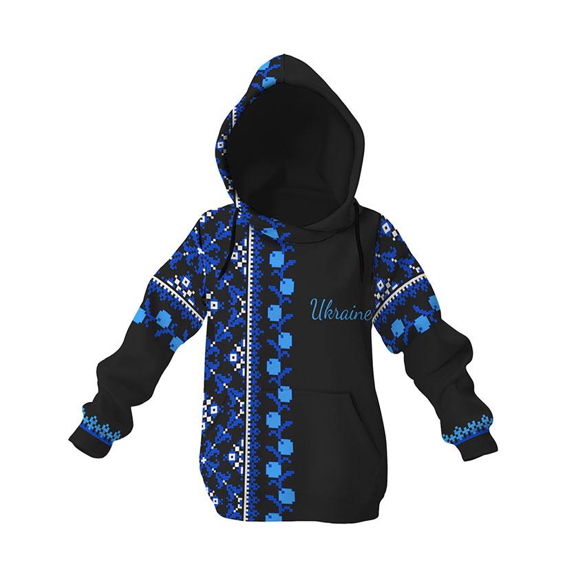 Худі дитяче «Українська культура Вишиванка Чорна Ukrainian culture Embroidery Блакитний»
