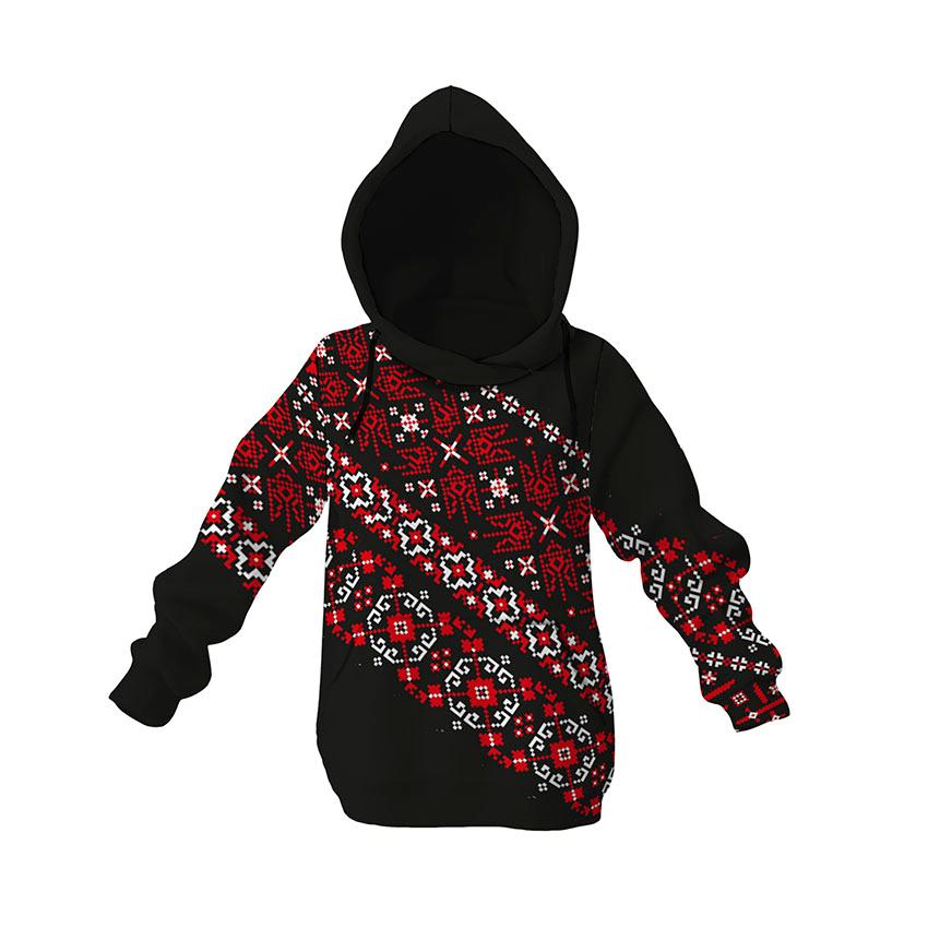 Худі дитяче «Вишиванка з гербом України Червоно-чорна Embroidered shirt with the coat of arms of Ukraine Red and black»11