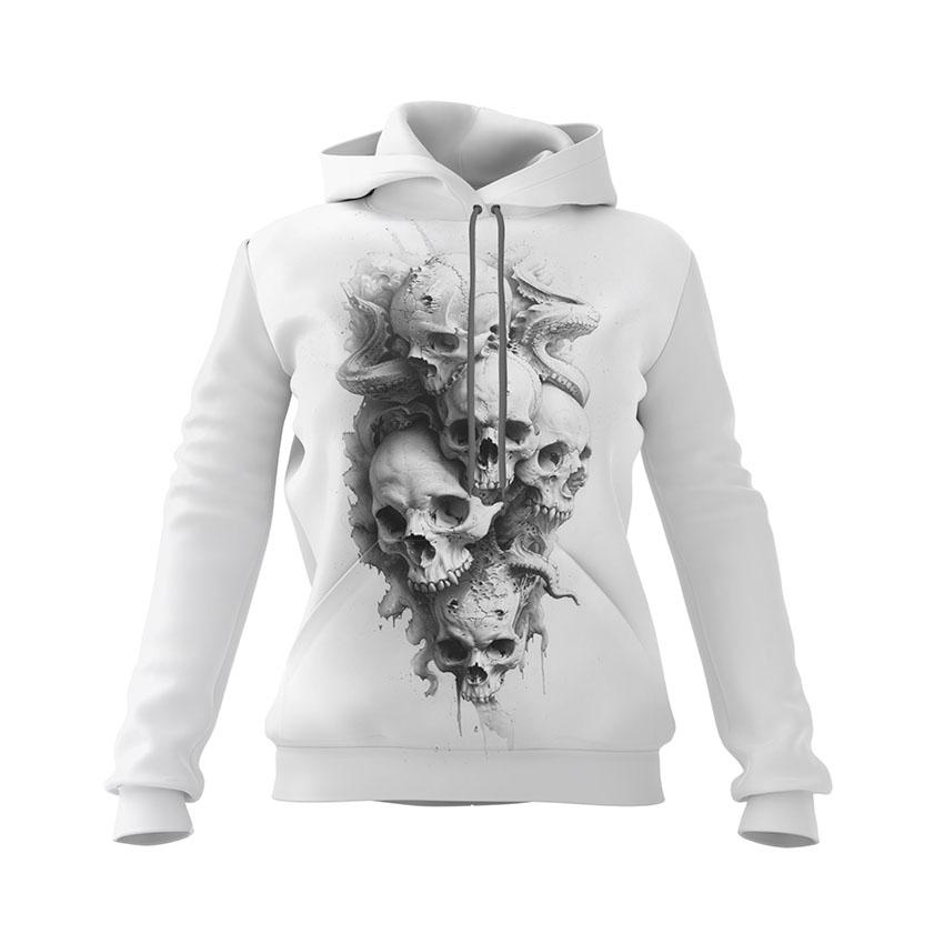 Худі жіноче «Черепи чорно-білі Skulls black and white»