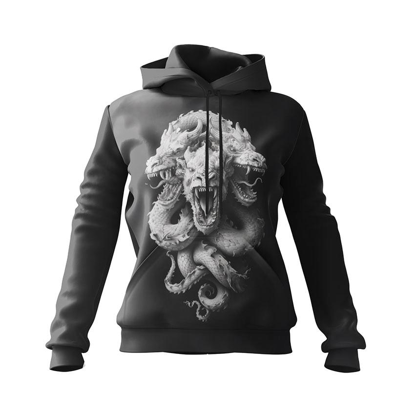 Худі жіноче «Чорно-білі дракони Dragons black and white»