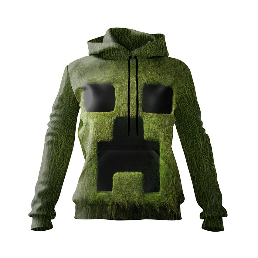 Худі жіноче «Крипер Квадратний стиль Майнкрафт Сreeper Square Style Minecraft»