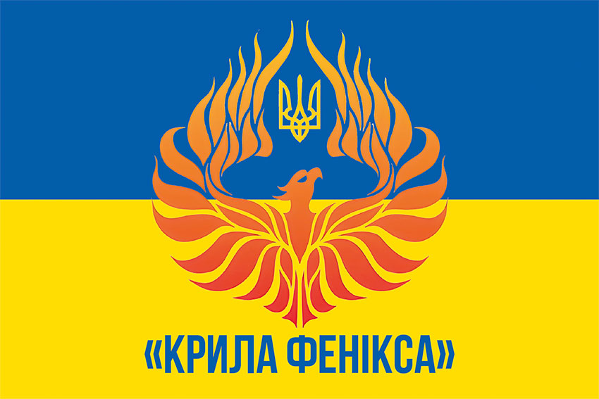 Флаг волонтерской организации «Крылья Феникса» — сине-желтый