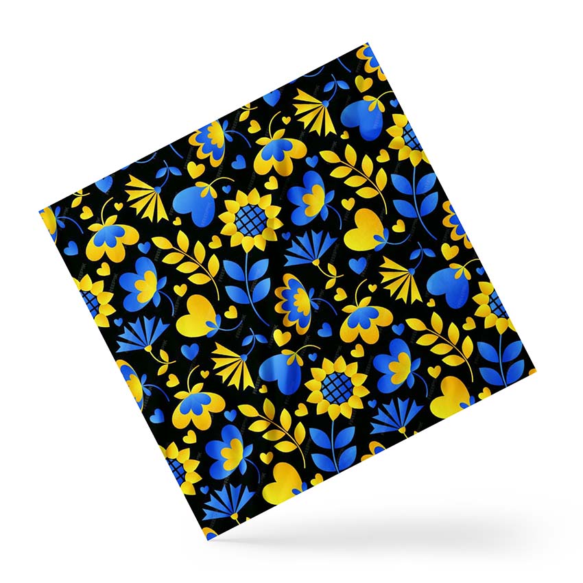 Хустка Квітковий жовто-синій патерн Floral yellow-blue pattern