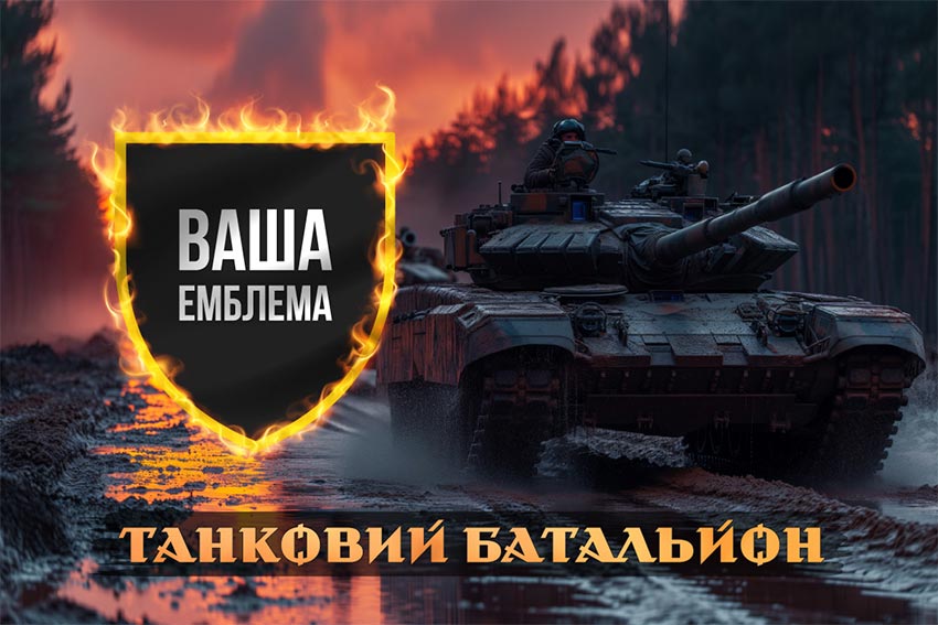 Прапор Танкового батальйону ЗСУ танки на марші