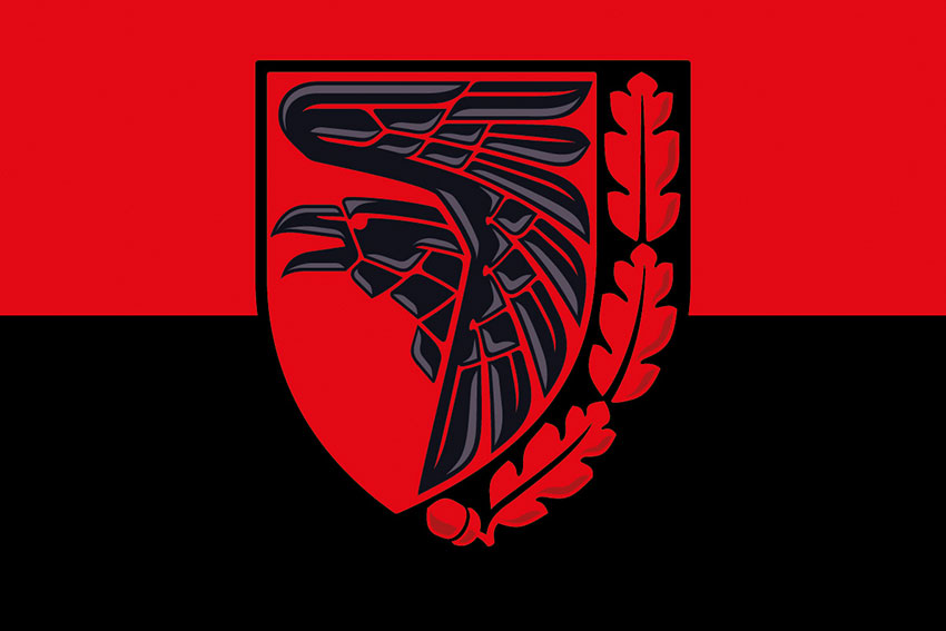 Прапор 93 окремої механізованої бригади (93 ОМБр) «Холодний Яр» ЗСУ червоно-чорний