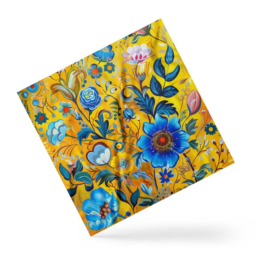 Хустка Петриківський розпис Яскравий жовтий малюнок Petrykiv painting Bright yellow pattern