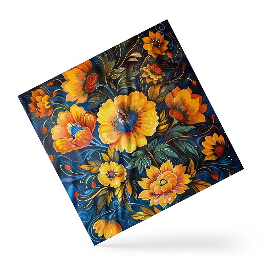 Хустка Петриківський розпис Жовті квітки Petrykiv painting Yellow flowers