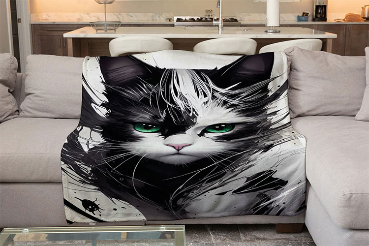 Плед «Cat black white»