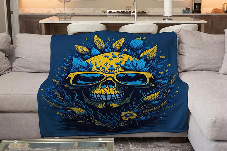 Плед «Череп» синій