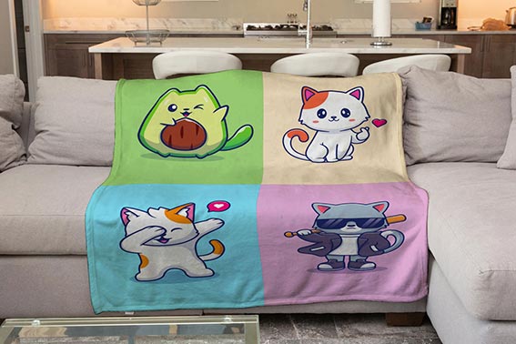 Плед «Cute Cat and Avocado and Bully»