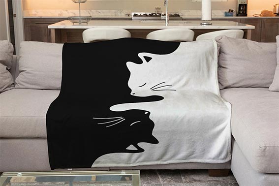 Плед «Коти» чорно-білий