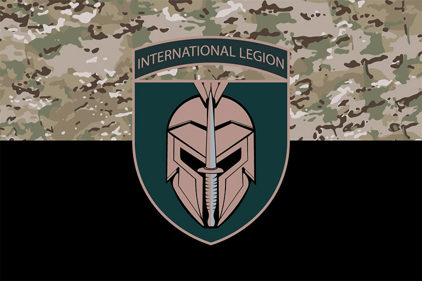 Прапор 1 батальйону Міжнародного легіону України камуфляж-чорний