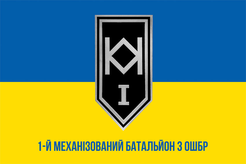 Прапор 1 механізованого батальйона 3 ОШБр ЗСУ синьо-жовтий