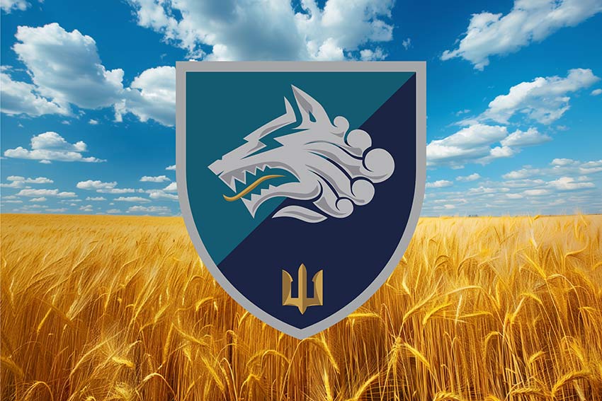 Прапор 1 ОБМП (1 окремий Феодосійський батальйон морської піхоти) ВМС України пшеничне поле