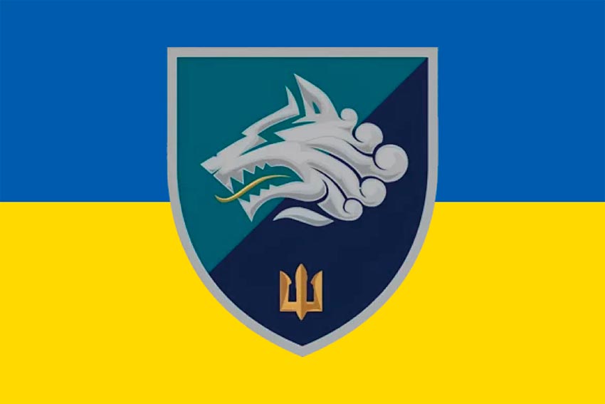 Прапор 1 ОБМП (1 окремий Феодосійський батальйон морської піхоти) ВМС України синьо-жовтий