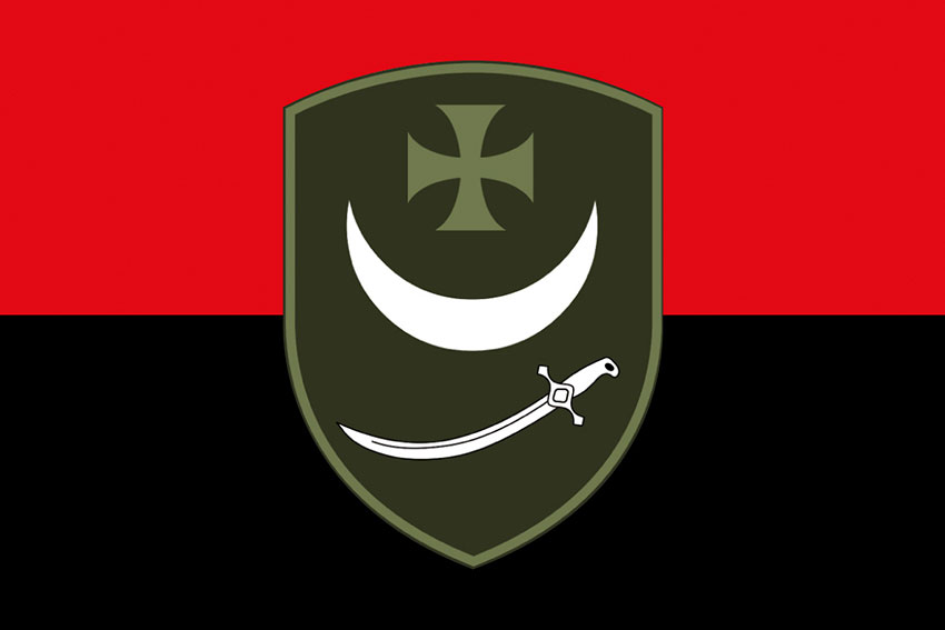 Прапор 1 Президентської БрОП імені Петра Дорошенка «Буревій» НГУ червоно-чорний