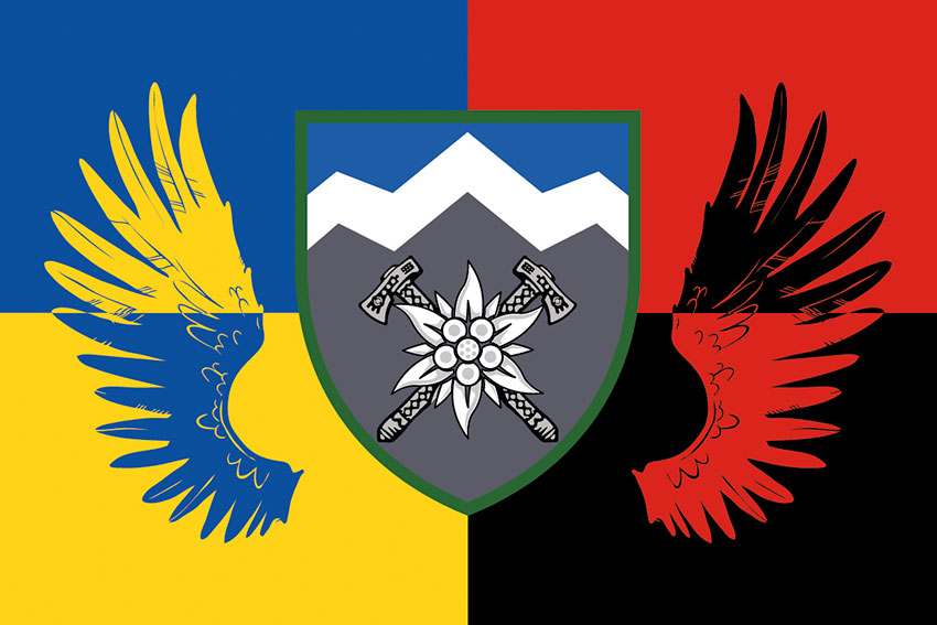 Прапор 10 окремої гірсько-штурмової бригади (10 ОГШБр) «Едельвейс» ЗСУ Україна. Упа.