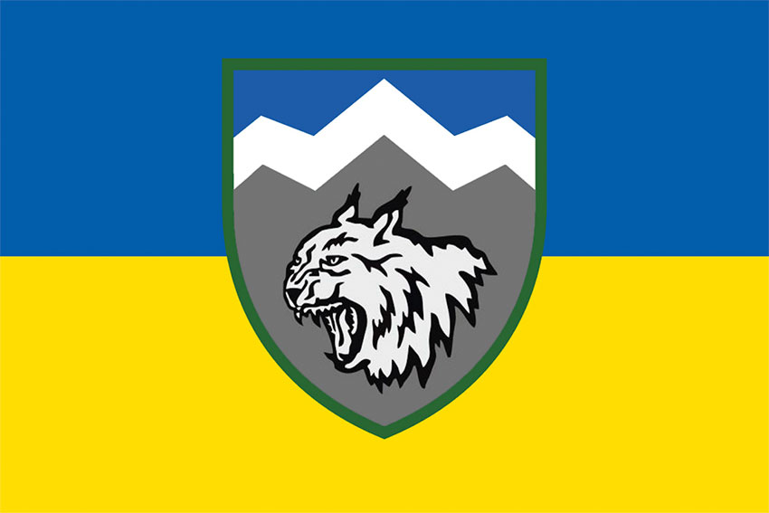 Прапор 108 ОГШБ (окремий гірсько-штурмовий батальйон) ЗСУ синьо-жовтий