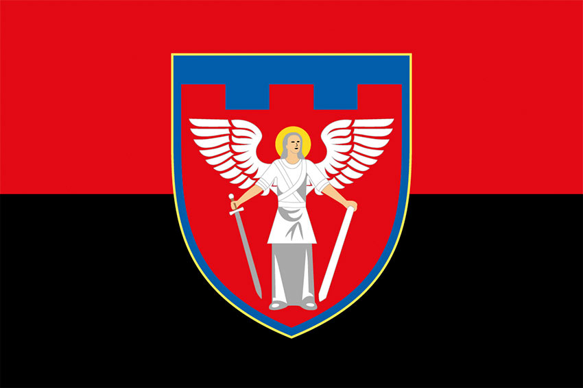 Прапор 114 окремої бригади територіальної оборони (114 ОБрТрО) ЗСУ червоно-чорний