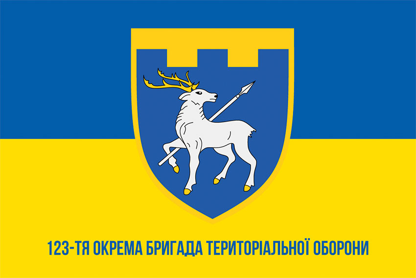 Прапор 123 окремої бригади територіальної оборони (123 ОБрТрО) ЗСУ синьо-жовтий