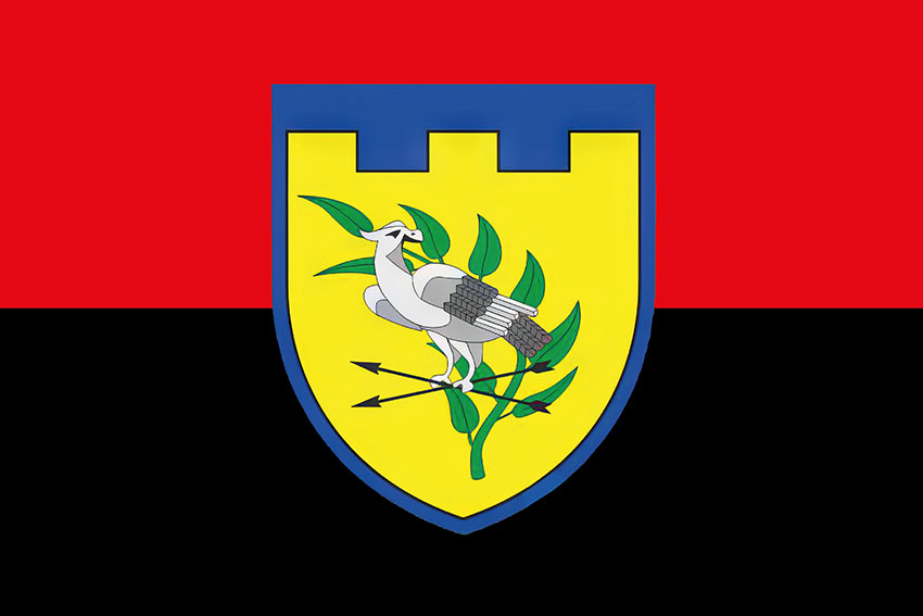 Прапор 124 окремого батальйону тероборони (124 ОБТрО) ЗСУ червоно-чорний