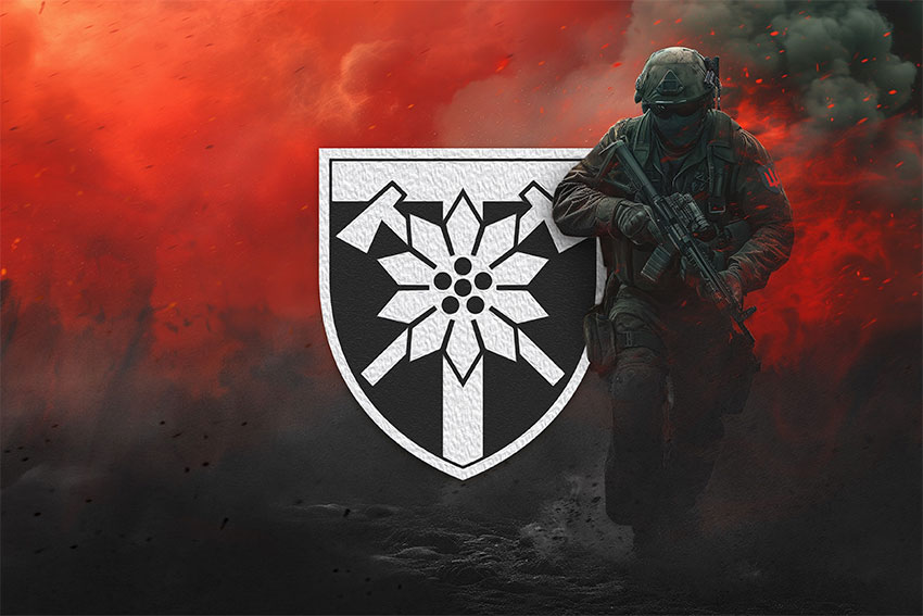 Прапор 128 окремої гірсько-штурмової бригади (128 ОГШБр) Закарпатської ЗСУ червоний світанок