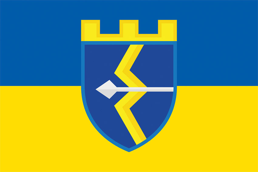 Прапор 130 окремого Батальйону територіальної обороны (130 ОБТрО) ЗСУ синьо-жовтий