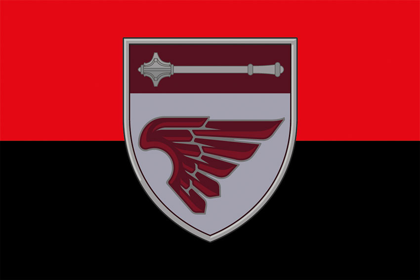 Прапор 135 окремого батальйону управління (135 ОБУ) ДШВ ЗСУ червоно-чорний