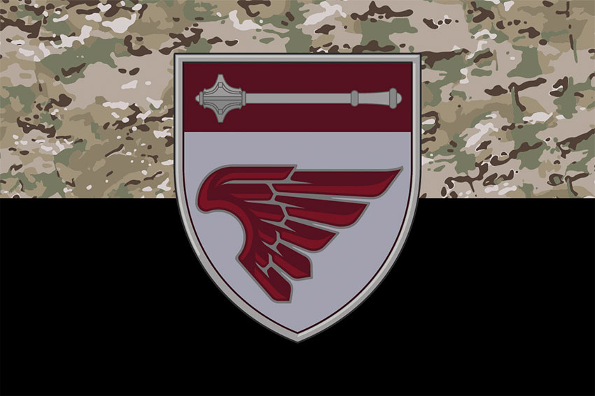 Прапор 135 окремого батальйону управління (135 ОБУ) ДШВ ЗСУ камуфляж-чорний